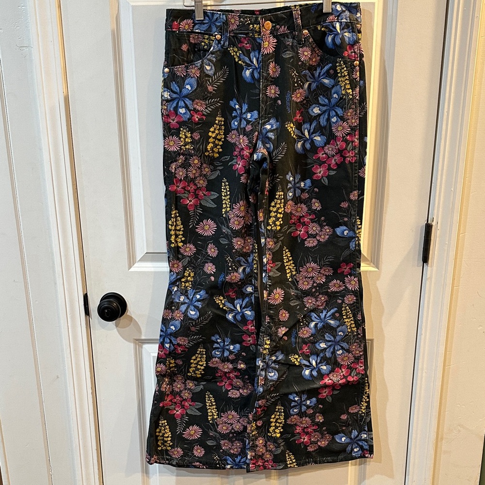 Wrangler Black Boot Cut Jeans with Blue, Pink & Yellow Floral Print